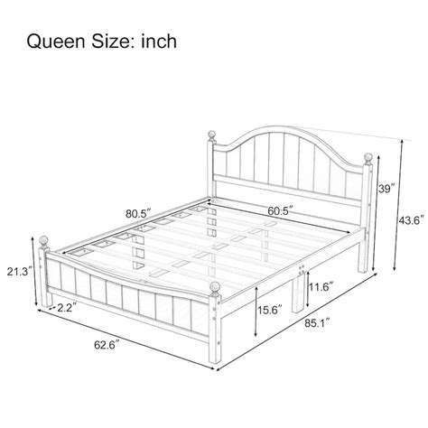 Queen Size Concise Style Black Solid Wood Platform Bed Frame Black