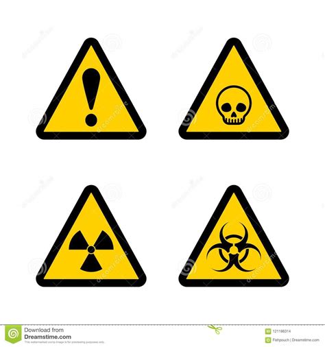 Caution Triangle Sign Vector Set Stock Vector Illustration Of Hazard