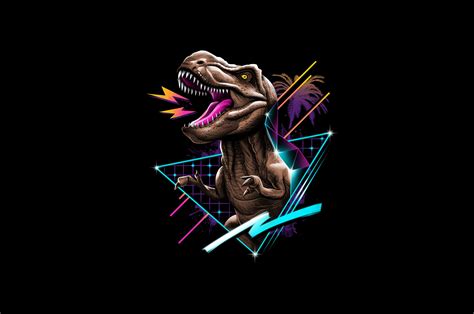 2560x1700 Resolution Tyrannosaurus Rex Dinosaur Retrowave Chromebook