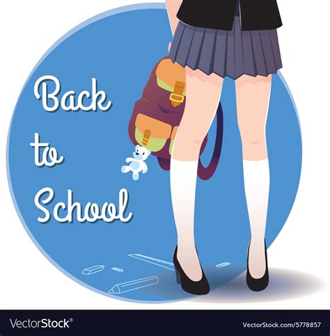 Japanese Schoolgirl Legs With Bag And Lettering Vector Image