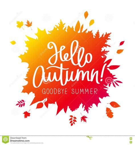 Hello Autumn Goodbye Summer Stock Vector Illustration