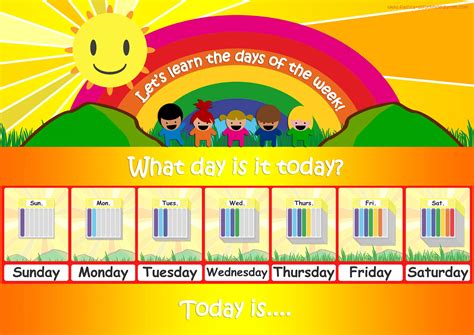 Days Of The Week Printable Flashcards Colorful Flash Cards Featuring