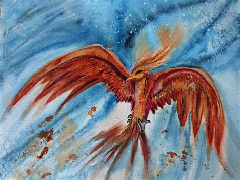 Original Phoenix Rising Watercolor Painting Painting Watercolor