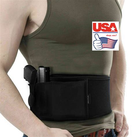 U Gun Holster Black Adjustable Belly Band Pouch Tactical For Concealed