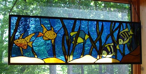 Tropical Fish Stained Glass Panel Transom Valance Stained Glass