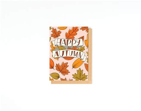 Happy Autumn Card Happy Fall Greeting Card Illustrated Fall Card Fall