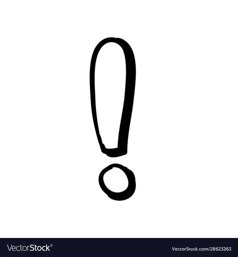 The exclamation mark, !, also sometimes referred to as the exclamation point, especially in american english, is a punctuation mark usually used after an interjection or exclamation to indicate strong feelings, or to show emphasis. Doodle exclamation mark symbol Royalty Free Vector Image