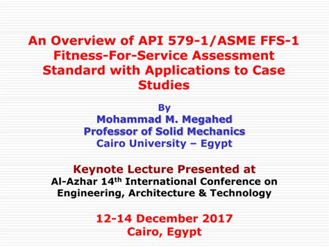 Pdf An Overview Of Api 579 1asme Ffs 1 Fitness For Service