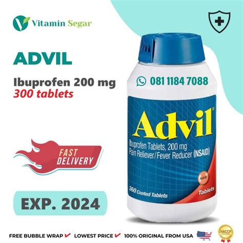 Jual Advil Ibuprofen Pain Reliever Fever Reducer 200 Mg 360