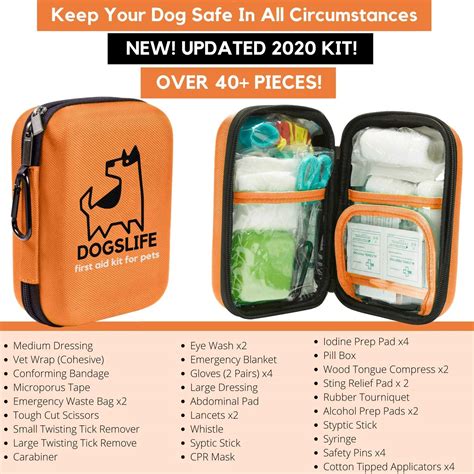 Dog First Aid Kit Includes Over 40 Health Supplies For Dogs Multi