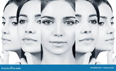 Collage De La Cara De La Mujer Joven Foto De Archivo Imagen De