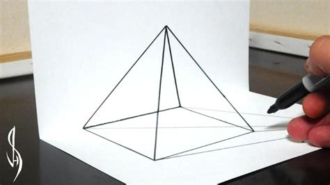 Repeat this process to continue the staircase. How to Draw a 3D Transparent Pyramid - Simple Trick Art ...