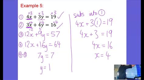 Simultaneous Equations Elimination Method Part 2 Youtube