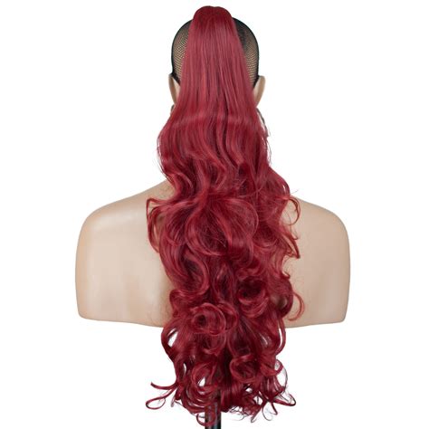 Ponytail Hairpiece Clip In Hair Extensions Pillar Red Reversible 4