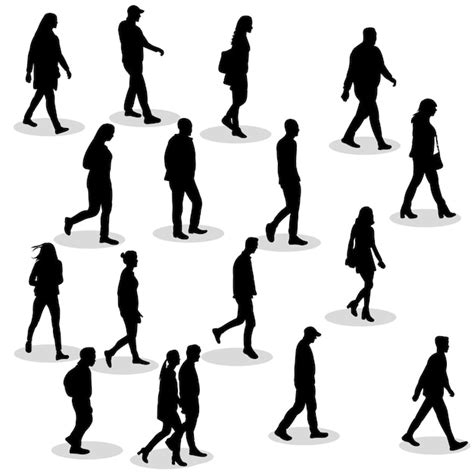 Silhouette People Walking Vectors And Illustrations For Free Download