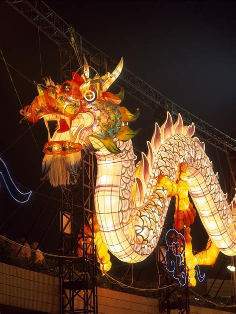 Illuminated Chinese Dragon On New Years Eve Hong Kong China Print