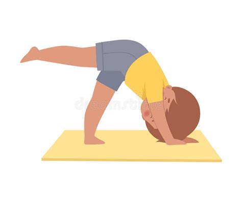 Cute Boy Practicing Yoga Exercise Active Healthy Lifestyle Vector