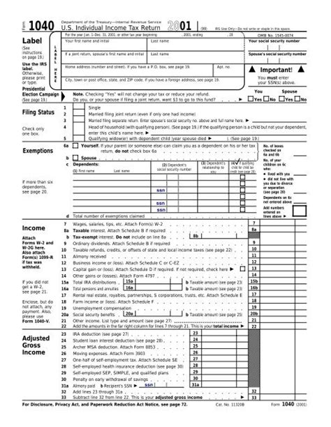 1040 Us Individual Income Tax Return Filing Status Reportlab