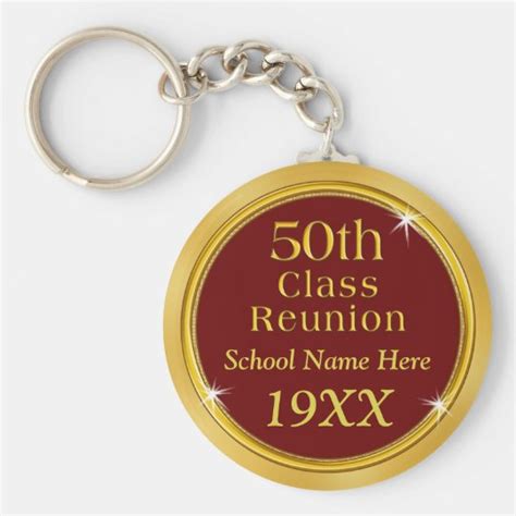 Maroon And Gold 50th High School Reunion Souvenirs Keychain