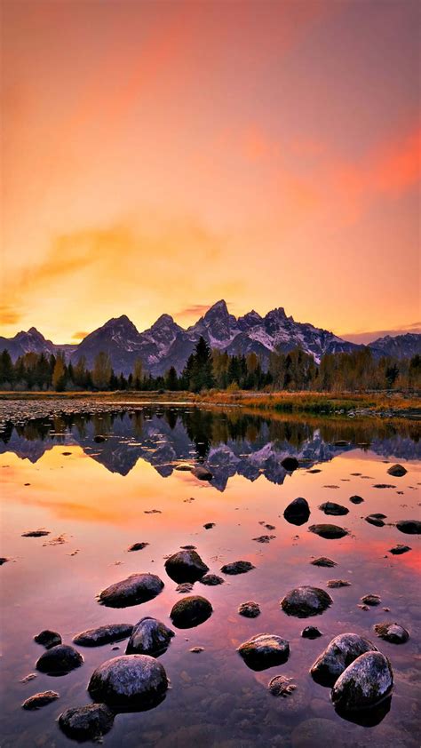 Download Grand Teton Mountains Sunset View Wallpaper