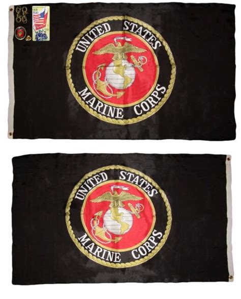 3x5 usmc marine corps black double sided 210d nylon flag 3 x5 pin clips book ebay