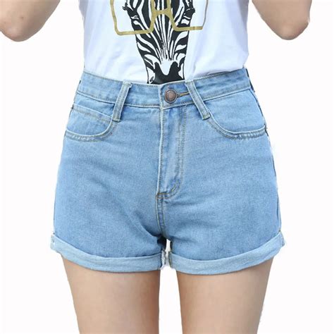 2017 Summer High Waist Casual Slim Women Denim Shorts Oversized Blusas