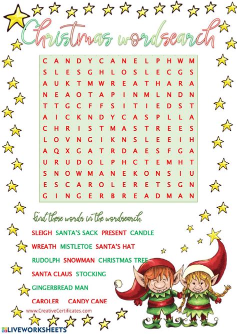 Join us and get instant access to hundreds of worksheets. Christmas wordsearch - Interactive worksheet