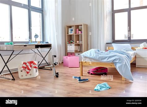 Messy Home Or Kids Room With Scattered Stuff Stock Photo Alamy