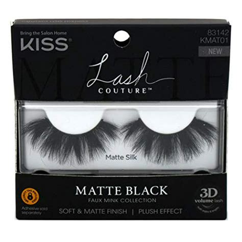 Kiss Lash Couture Matte Black Faux Mink 3d Matte Silk 1 Ea 2 Pack