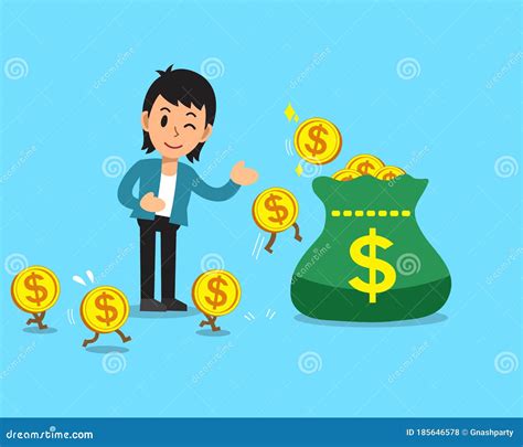 Business Concept Cartoon Businessman Earning Money Stock Vector