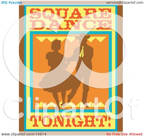 Silhouetted Cowboy Square Dancing With A Woman Clipart Illustration By