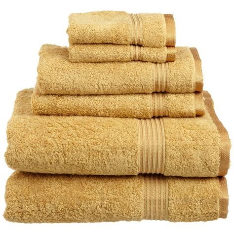 100 Cotton 6 Piece Bath Towel Set Gold