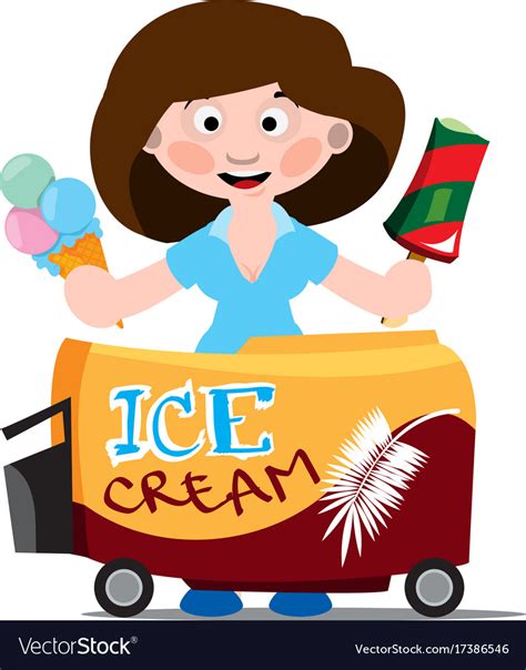 Ice Cream Seller Professions Color Cartoon Vector Image