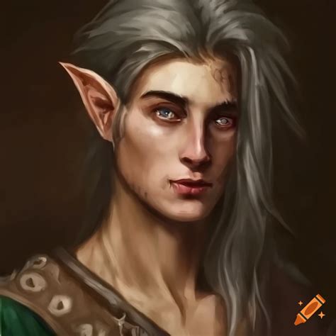 Portrait Of A Half Elf Man With Grey Hair