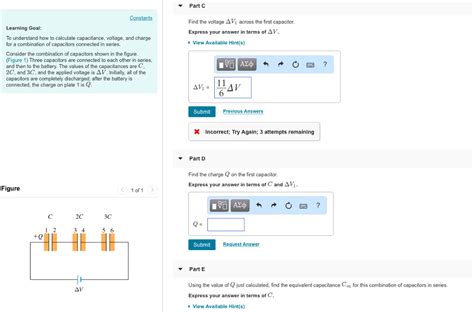 V = q / c, as well as for each one individually: Solved: To Understand How To Calculate Capacitance, Voltag ...