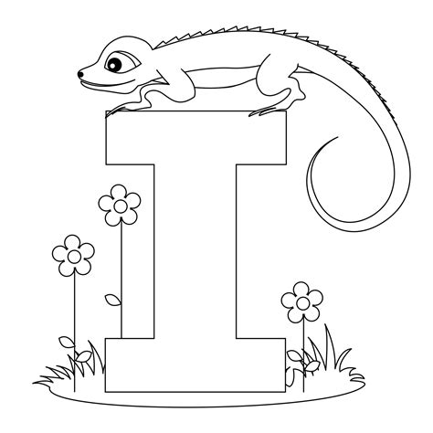 Printable alphabet worksheets letter i for Iguana for kidsFree