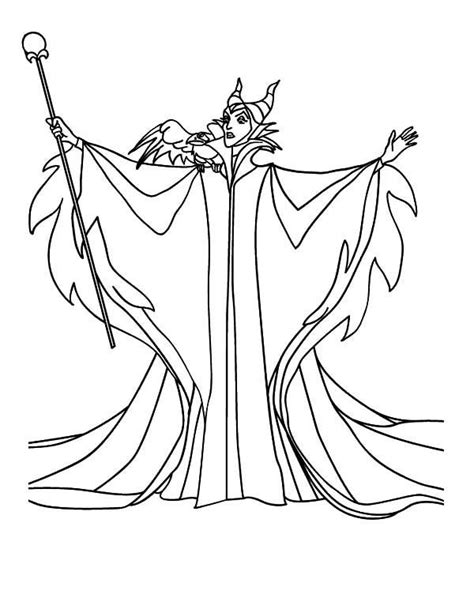 Maleficent Coloring Pages With The Magic Wand | Sleeping beauty