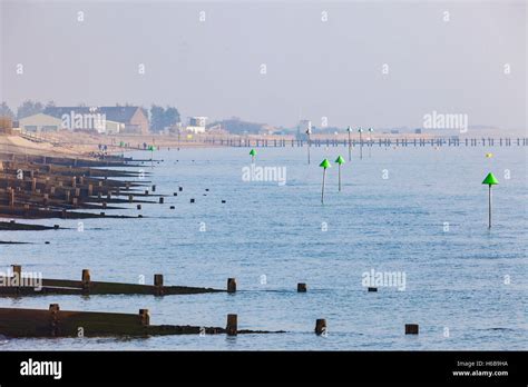 Looking Towards East Beach From Seafront At Shoebury Garrison Stock