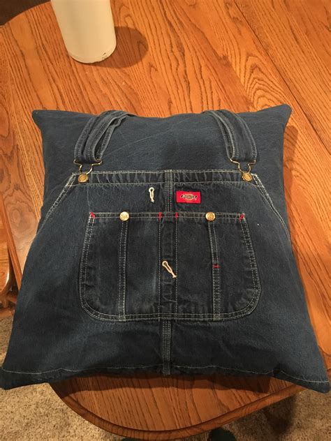 self drafted made my mother in law a pillow out of her late husbands overalls sewing crafts