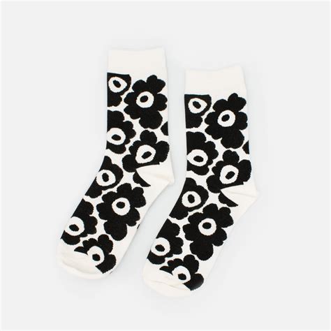 white stockings with black flower print bizou