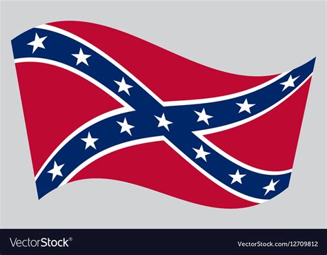 Confederate Rebel Flag Waving On Gray Background Vector Image