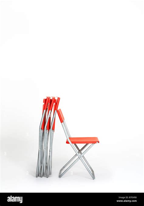 Four Red Folding Chairs B7EKR8 