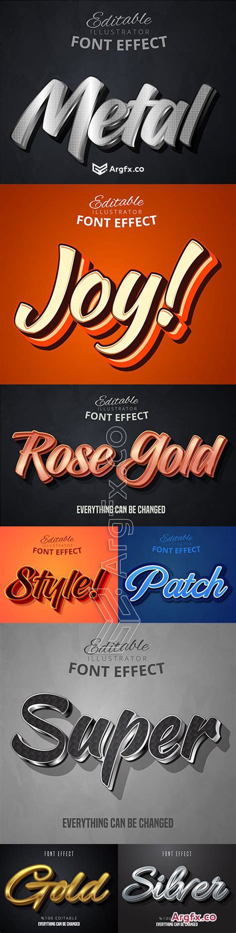 3d Font Effect Editable Text Collection Illustration 7 Free Download