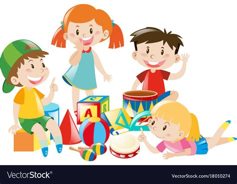 Kids Playing Toys Clipart