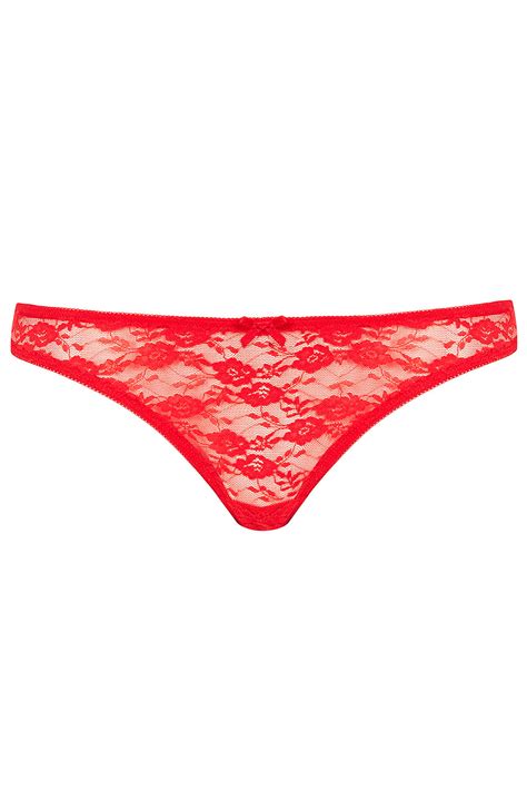 Topshop Mesh Lace Thong In Red Lyst
