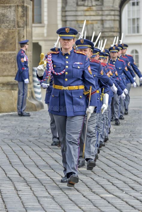 Ceremonial Changing Of The Guards At Prague Castle Editorial Stock
