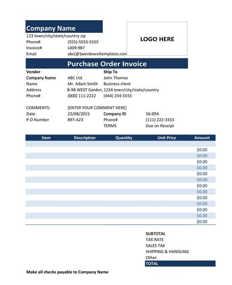 Free Purchase Order Templates In Word Excel Pdf