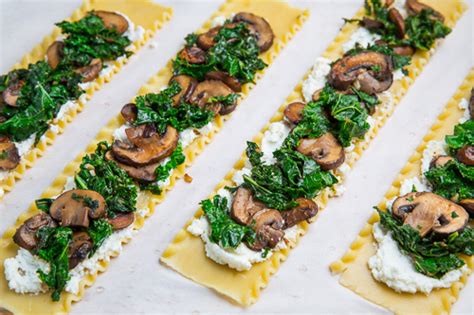 Brush rolls with melted butter. Mushroom and Kale Lasagna Roll Ups in Creamy Gorgonzola ...