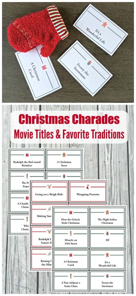 Christmas Charades List And Pictionary Game Printable Cards