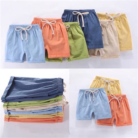 Trousers Summer Children Kids Baby Boy Girl Solid Linen Casual Shorts